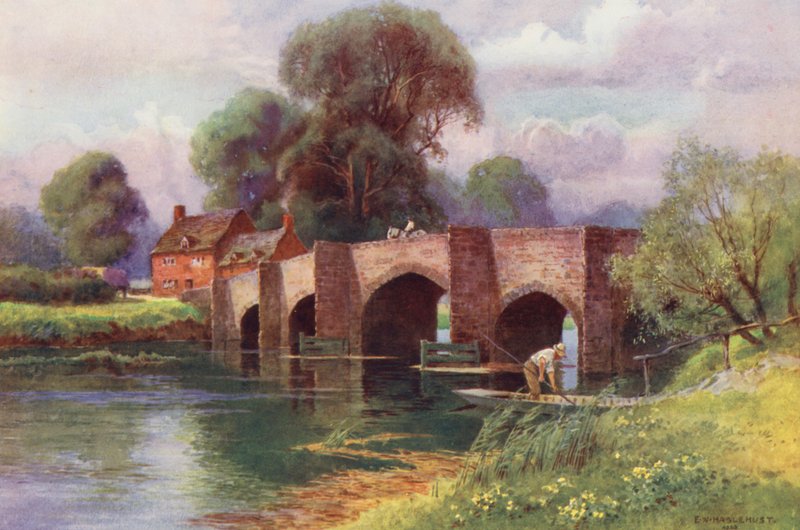 Temze folyó: Newbridge (színes litográfia) alkotó: Ernest William Haslehust