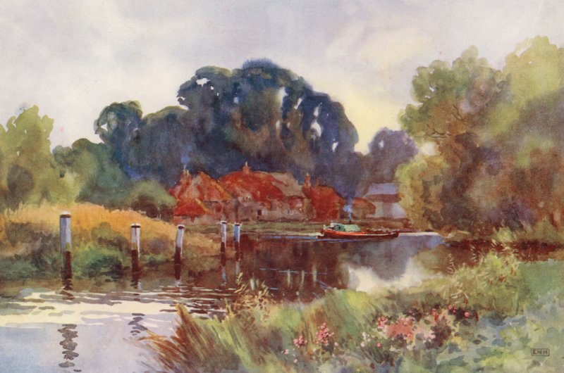 Temze folyó: Pangbourne (színes litográfia) alkotó: Ernest William Haslehust
