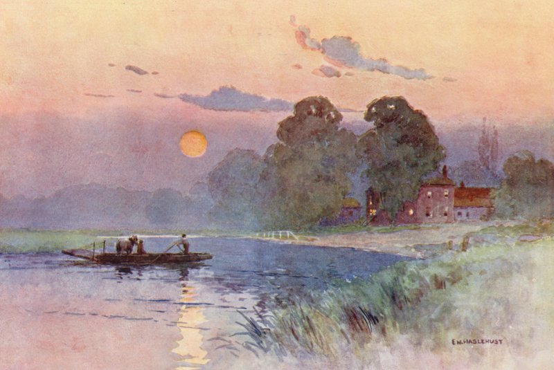 Temze folyó: Ouseley harangjai (színes litográfia) alkotó: Ernest William Haslehust