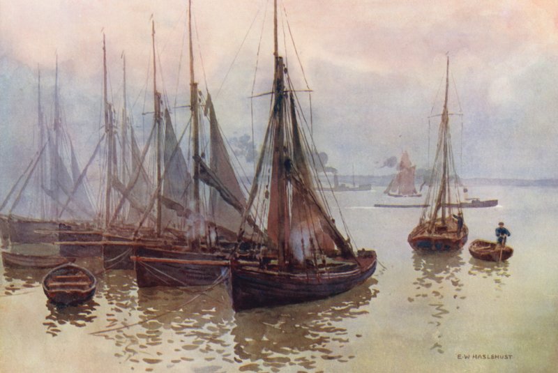 Temze folyó: Gravesend (színes litográfia) alkotó: Ernest William Haslehust