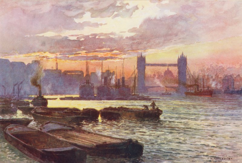 Temze folyó: (színes litográfia) alkotó: Ernest William Haslehust
