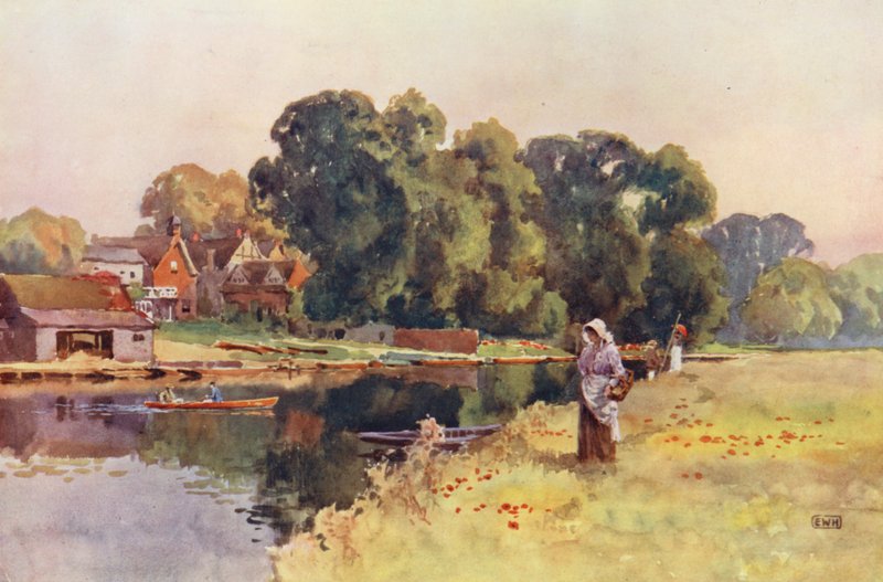 Temze folyó: Wargrave (színes litográfia) alkotó: Ernest William Haslehust