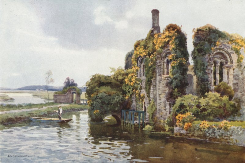 A Norman House romjai, Christchurch (színes litó) alkotó: Ernest William Haslehust