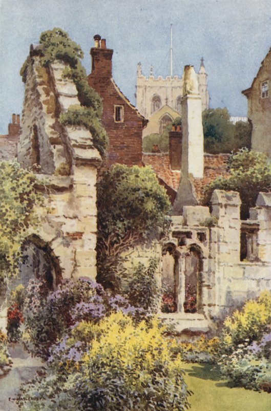 Szent Anna kápolna romjai, Ripon (színes litó) alkotó: Ernest William Haslehust