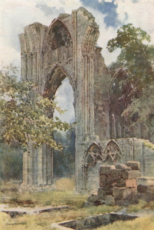 A Szent Mária-apátság romjai (színes litó) alkotó: Ernest William Haslehust