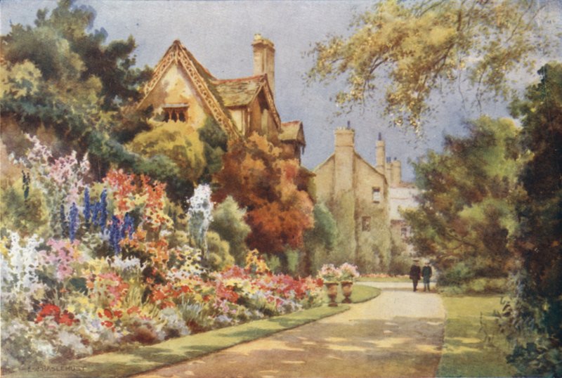 The Cottages, Worcester College Gardens (színes litho) alkotó: Ernest William Haslehust