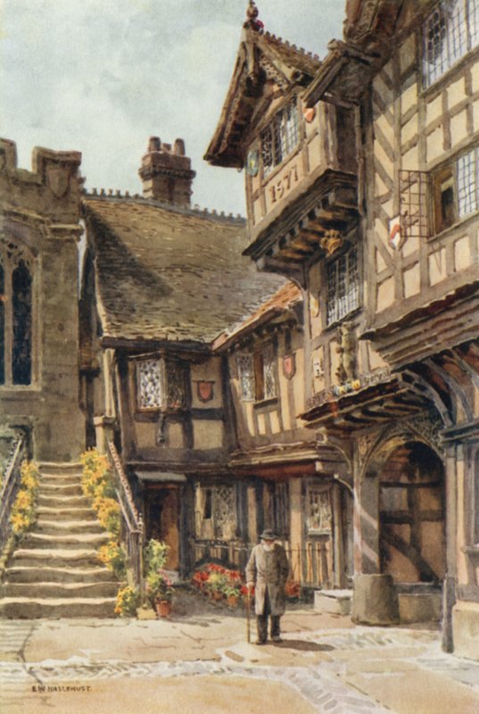 A Leycesteri Kórház (színes litho) alkotó: Ernest William Haslehust