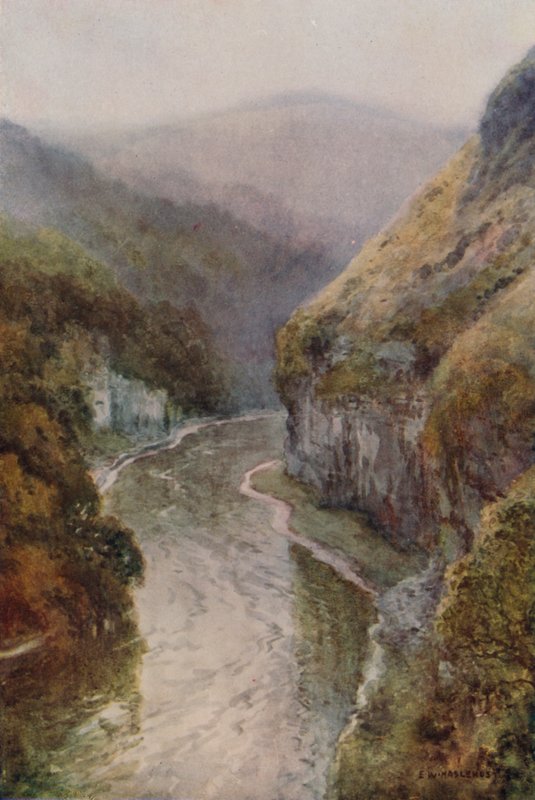 The Wye Cressbrook Dale közelében (színes litó) alkotó: Ernest William Haslehust
