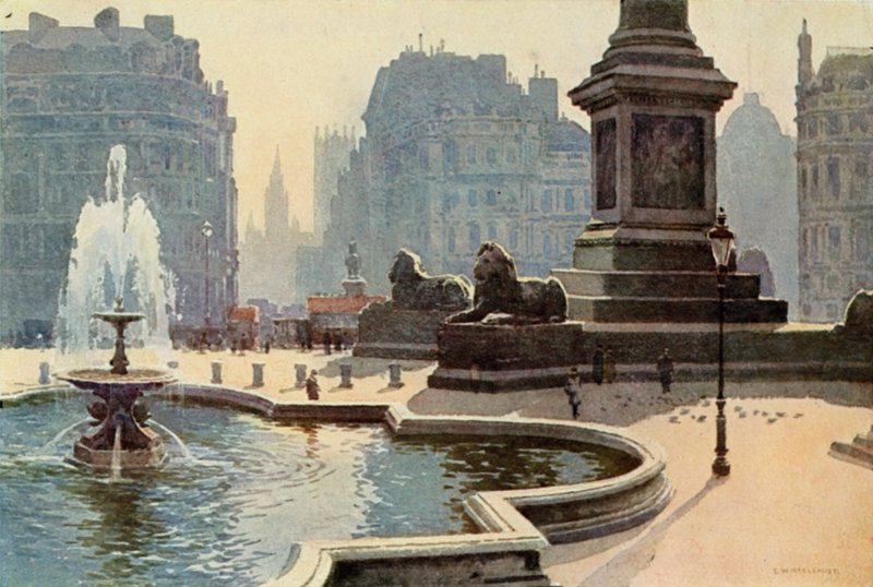 Trafalgar tér (színes litó) alkotó: Ernest William Haslehust