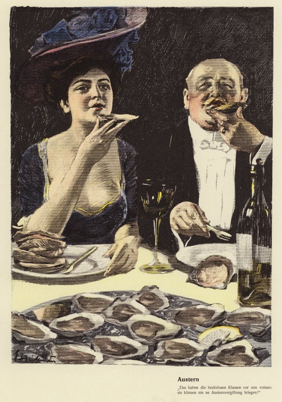 Osztriga evés egy étteremben (színes litó) alkotó: Ernst (after) Heilemann
