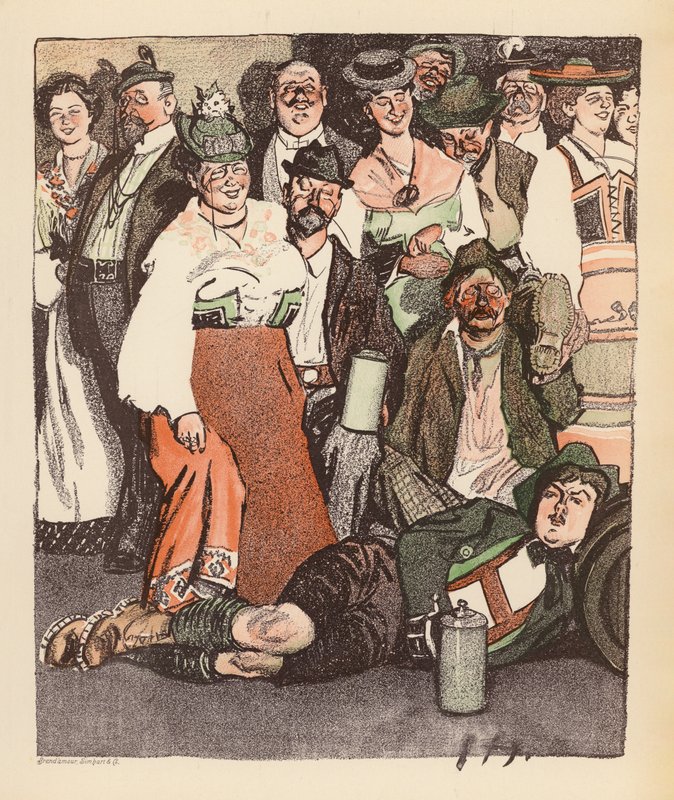 Illusztráció a Berliner Balle von Rideamus számára (színes litográfia) alkotó: Ernst (after) Heilemann