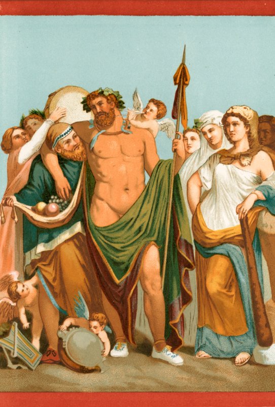 Herkules és Omphale, egy pompei festményről alkotó: Etienne Antoine Eugene Ronjat