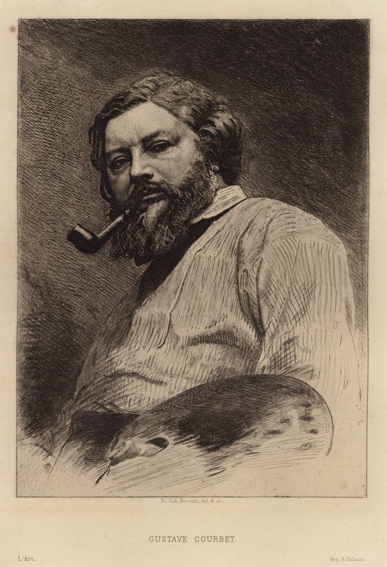 Gustave Courbet, a Realista mozgalom francia festője. Etienne Gabriel Bocourt rézkarca alkotó: Etienne Gabriel Bocourt