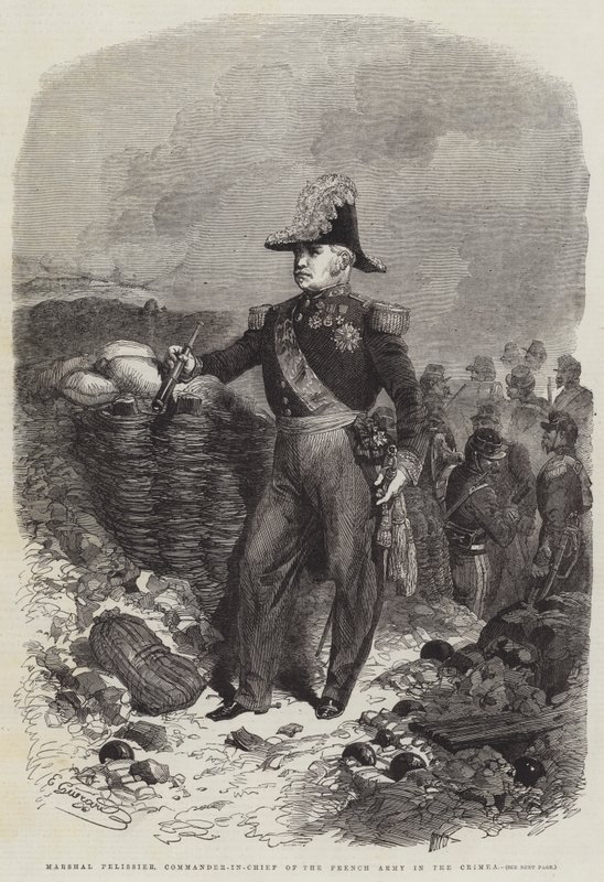 Pelissier marsall, a francia hadsereg főparancsnoka a Krímben metszet alkotó: Eugen von Guerard
