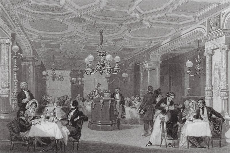 A "Trois Freres Provenceaux", Palais Royal, Párizs, A híres étkezde (metszet) alkotó: Eugene Louis (after) Lami
