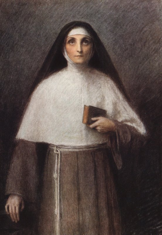 Szent Klára (színes litográfia) alkotó: Eugene (after) Burnand