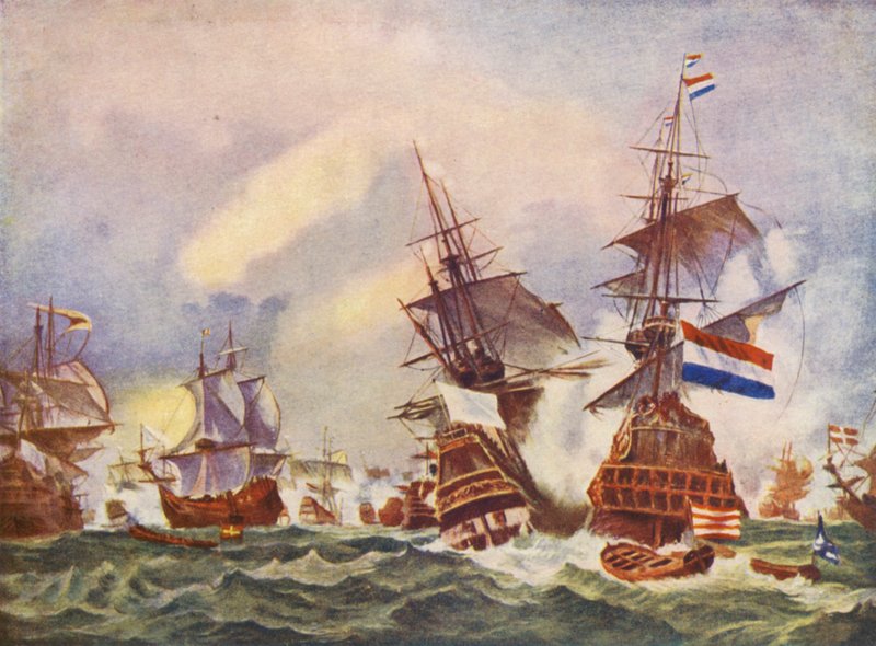 Tengeri harc Texel partjainál (színes litográfia) alkotó: Eugene (after) Isabey