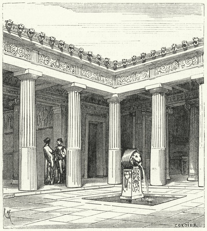 Egy ókori görög ház dór udvara alkotó: Eugene Emmanuel after Viollet le Duc