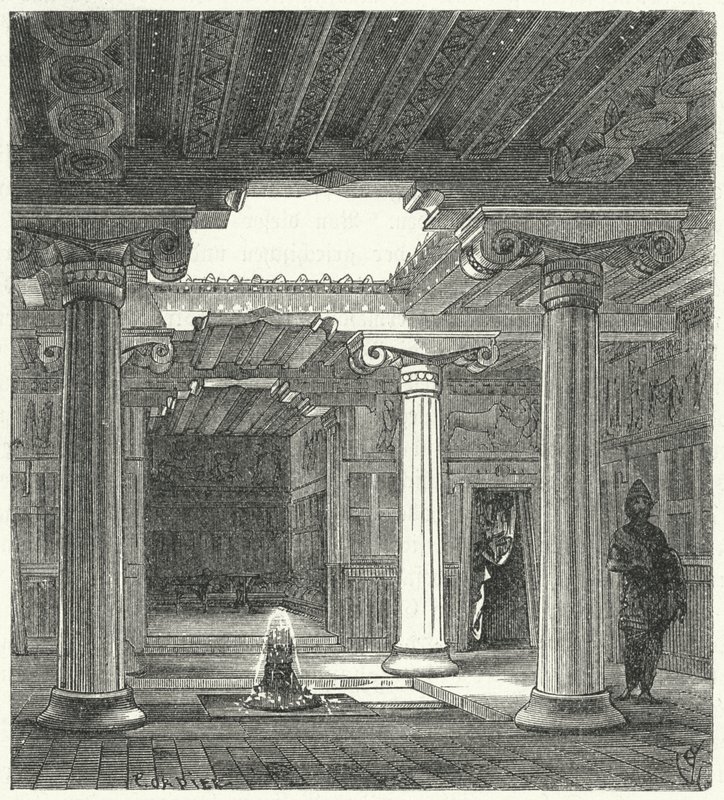 Egy ókori görög ház ionos udvara alkotó: Eugene Emmanuel after Viollet le Duc