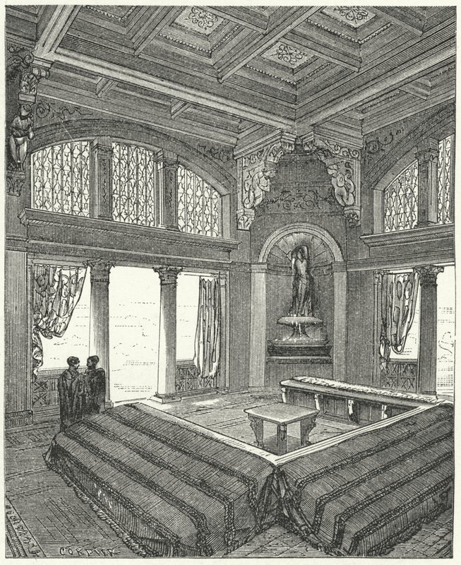 Triclinium, hivatalos étkező egy római épületben alkotó: Eugene Emmanuel after Viollet le Duc