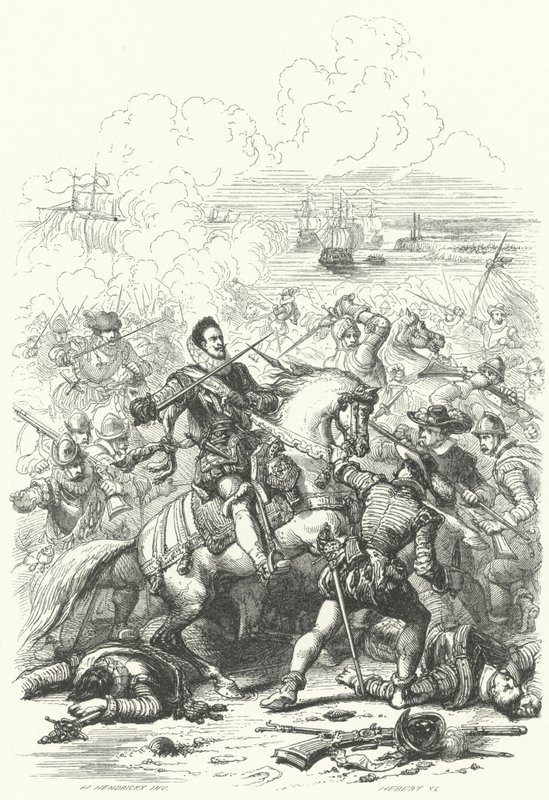 VII. Albert osztrák főherceg, Spanyol Hollandia kormányzója a nieuwpoorti csatában, 1600 alkotó: European School
