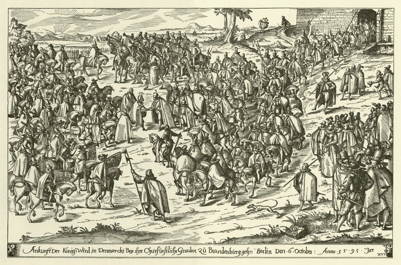 IV. Keresztény dán király érkezése Berlinbe János György brandenburgi választófejedelem látogatása alkalmával 1595. október 6-án alkotó: European School