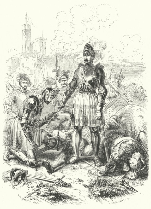 A francia I. Ferenc megadja magát a spanyoloknak az 1525-ös páviai csatában alkotó: European School