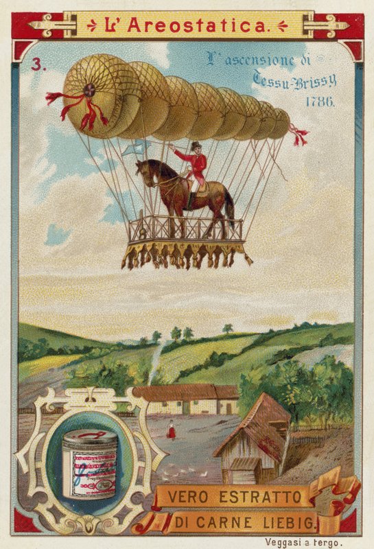 Pierre Testu-Brissys léggömbrepülés lóháton, 1786 alkotó: European School