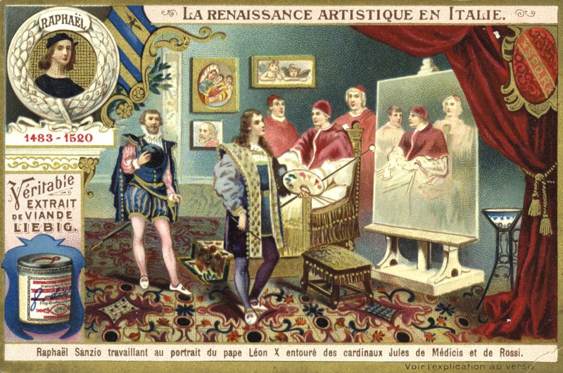 Raphael X. Leó pápáról készített portréján dolgozik Giulio de Medici és Luigi de Rossi bíborosokkal alkotó: European School