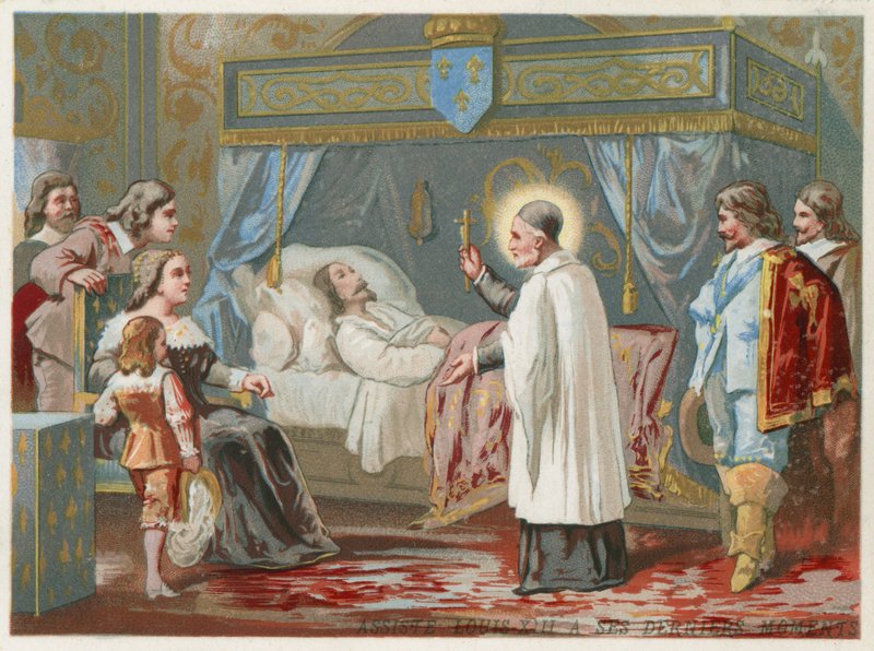 Saint Vincent de Paul segíti XIII. Lajos francia királyt utolsó pillanataiban, 1643-ban alkotó: European School
