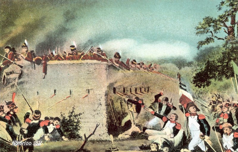Waterloo 1815, francia gyalogság támadása a Hougoumont kastély ellen alkotó: European School