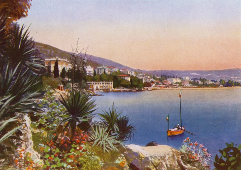 Opatija, ma Abbázia Horvátországban: Déli sétány pálmafákkal (fotó) alkotó: European Photographer
