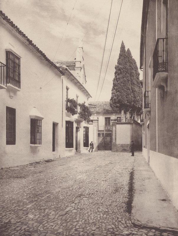 Pres házak a Calle de Gameros utcában, Ronda (fekete-fehér fotó) alkotó: European Photographer