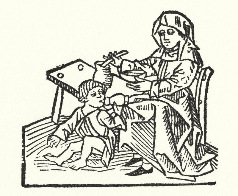 15. századi ápolónő és gyermek (metszet) alkotó: European School