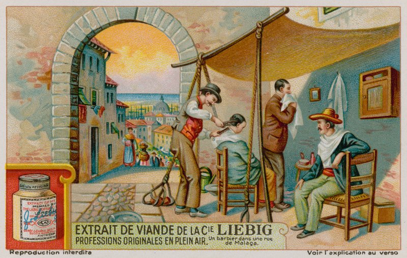 Egy borbély az utcán Malagában alkotó: European School