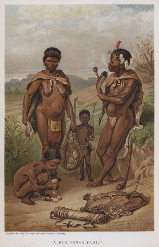Egy Bosjesman család (chromolitho) alkotó: European School
