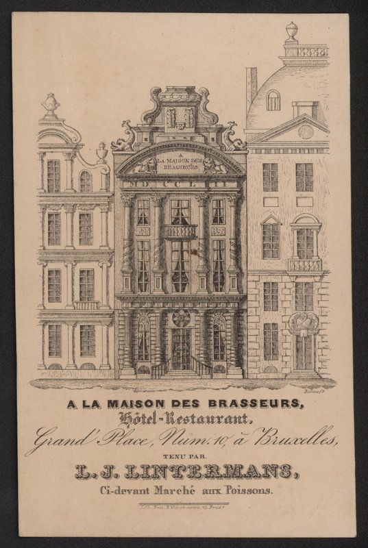 La Maison Des Brasseurs, Hotel Restaurant, Brüsszel, L J Lintermans (metszet) alkotó: European School
