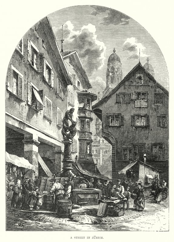 Egy utca Zürichben (metszet) alkotó: European School