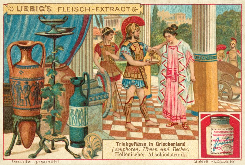Búcsúital az ókori Görögországban (chromolitho) alkotó: European School