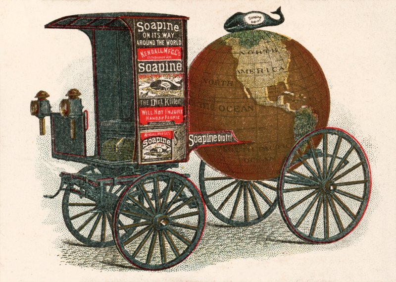 A Soapine, "The Dirt Killer" hirdetése - egy 19. századi amerikai tisztítószer (chromolitho) alkotó: European School