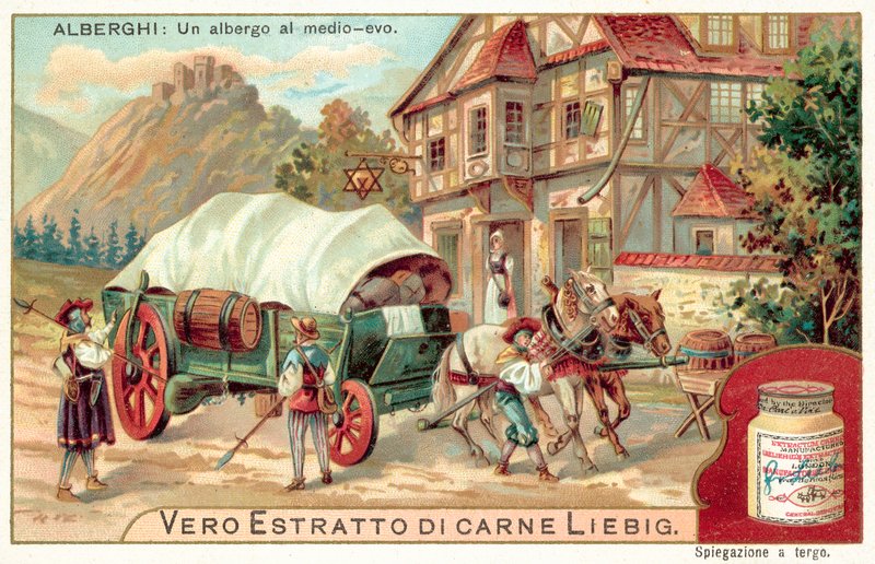 Egy fogadó a középkorban (chromolitho) alkotó: European School