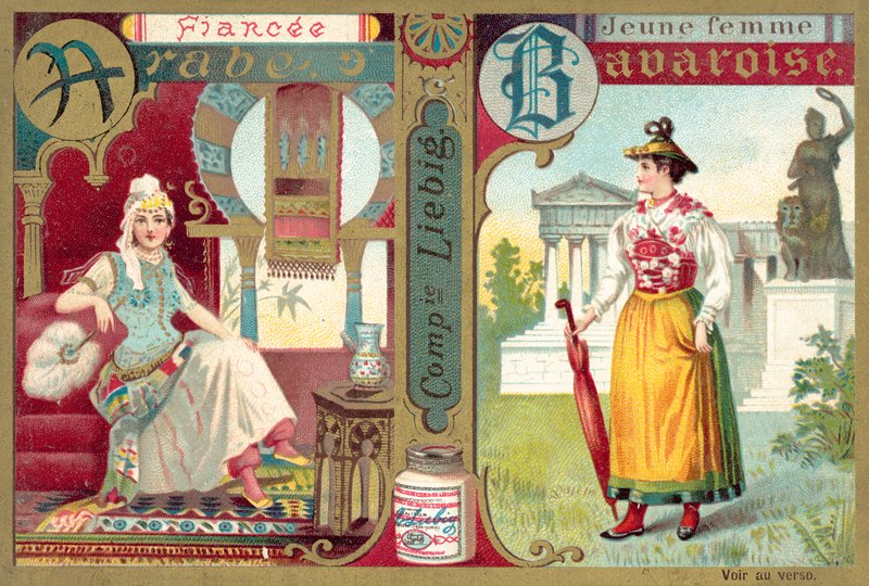 Arab menyasszony és fiatal bajor nő (chromolitho) alkotó: European School