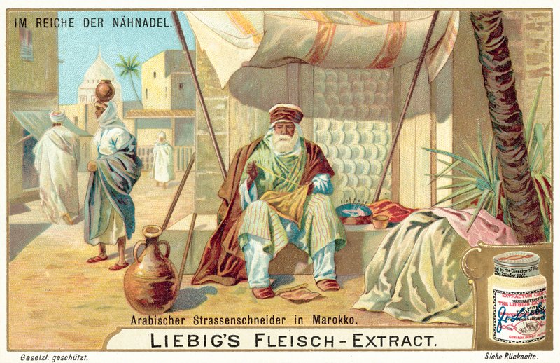 Arab utcai szabó Marokkóban (chromolitho) alkotó: European School