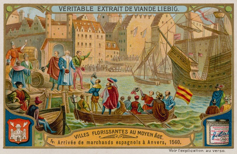 A spanyol kereskedők érkezése Antwerpenbe 1560-ban alkotó: European School
