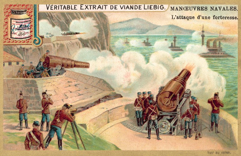 Támadás egy tengerparti erőd ellen (chromolitho) alkotó: European School