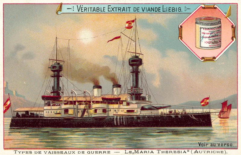 Osztrák páncélozott cirkáló SMS Konigin Maria Theresia (chromolitho) alkotó: European School