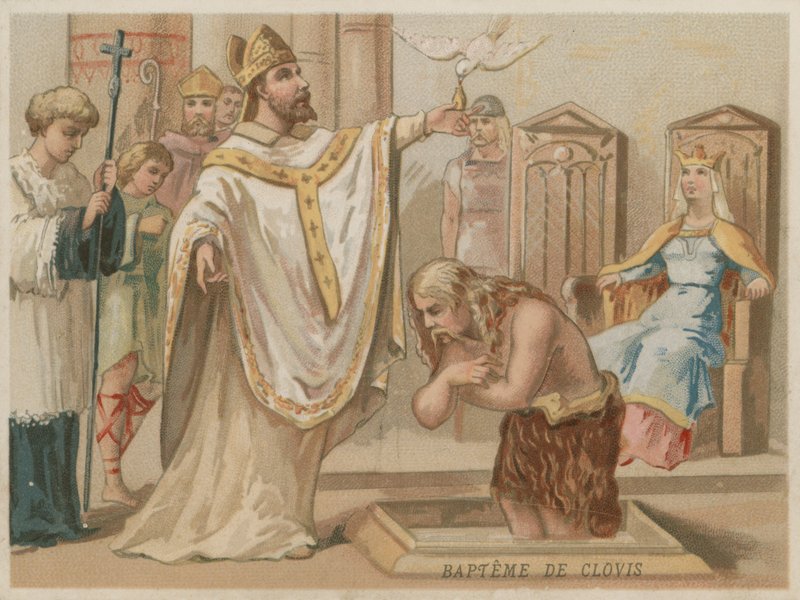 I. Clovis, a frankok királyának megkeresztelkedése 496 karácsonyán alkotó: European School