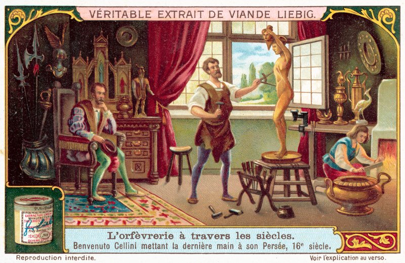 Benvenuto Cellini az utolsó simításokat végzi Perseus szobrán Medúza fejével alkotó: European School
