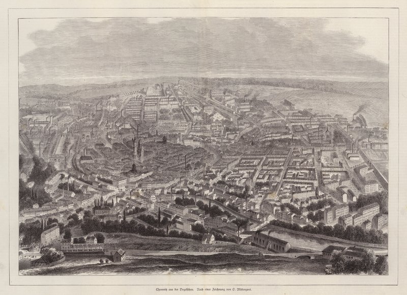 Madártávlatból Chemnitz, Németország (metszet) alkotó: European School