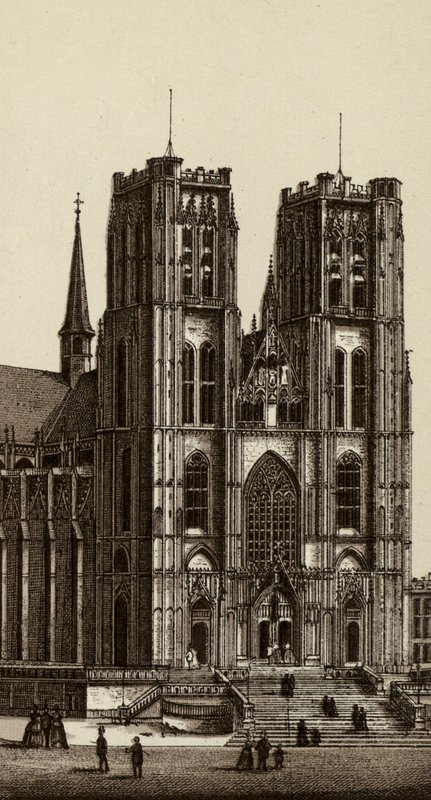 Brüsszel/Brüsszel: Szent Michel és Gudule templom (litho) alkotó: European School